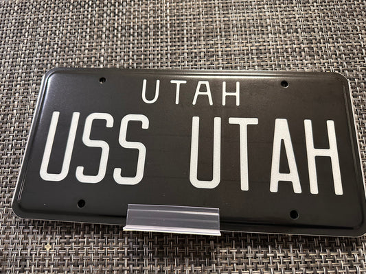 To commemorate her christening, here's a black Utah license plate imprinted with USS Utah! Very limited quantity, order yours today!